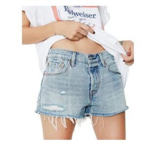 Levi’s 501 Raw Edge Hem Shorts Distressed Button Fly Denim Size 27